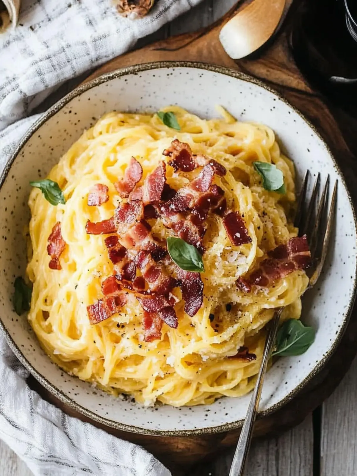Creamy Spaghetti Squash Carbonara with Crispy Mahogany Bacon 5 Spaghetti Squash Carbonara with Crispy Mahogany Bacon