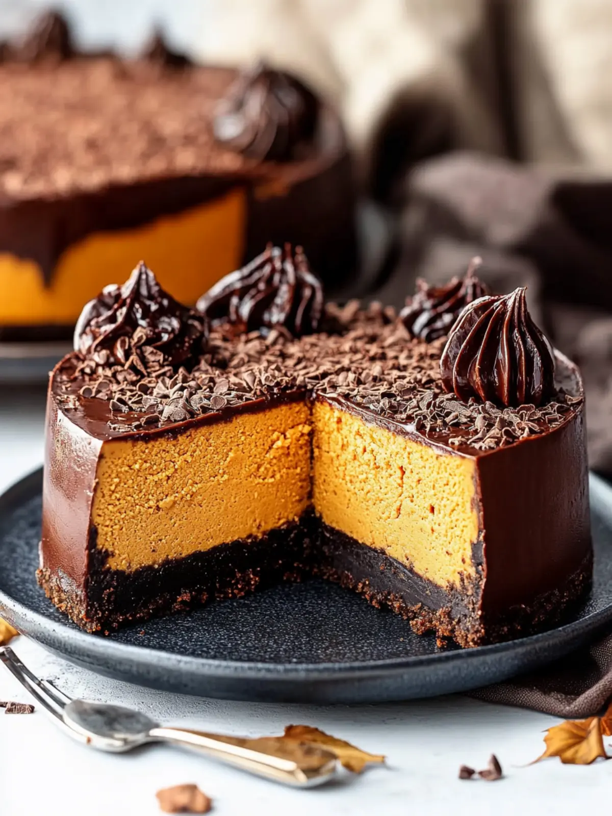 Decadent Pumpkin Chocolate Cheesecake to Elevate Your Fall Desserts 3 Pumpkin Chocolate Cheesecake