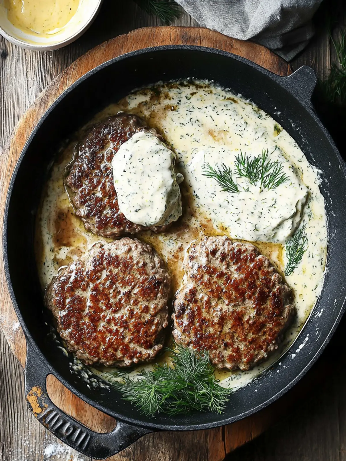 Hamburger Steaks in Creamy Dill Sauce