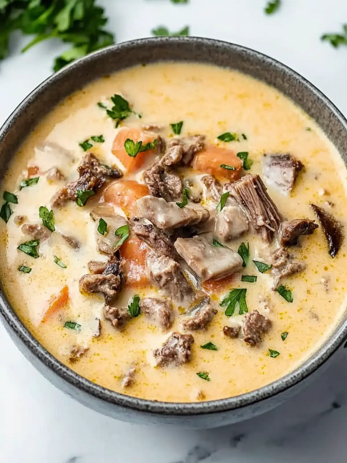 Creamy Philly Cheesesteak Soup That's Comfort in a Bowl 4 Creamy Philly Cheesesteak Soup