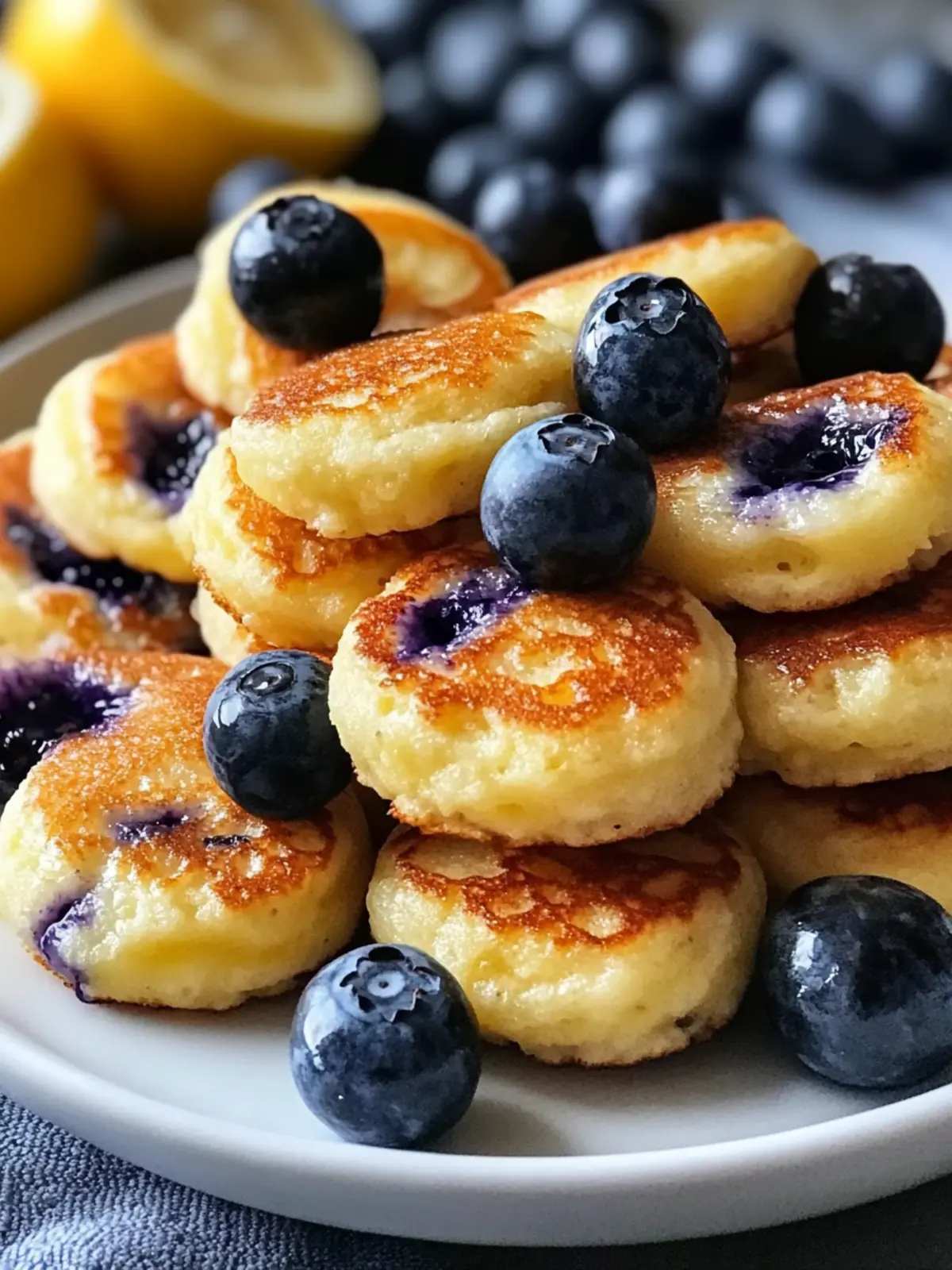 Lemon Blueberry Cottage Cheese Pancake Bites