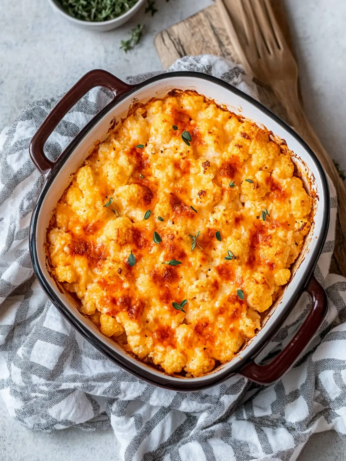Creamy Buffalo Chicken Cauliflower Casserole