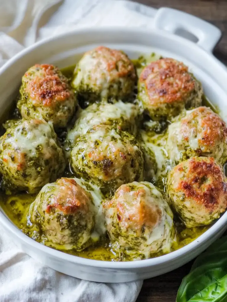 Pesto Baked Turkey Meatballs