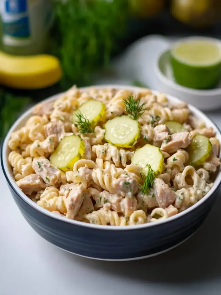 Dill Pickle Tuna Pasta Salad