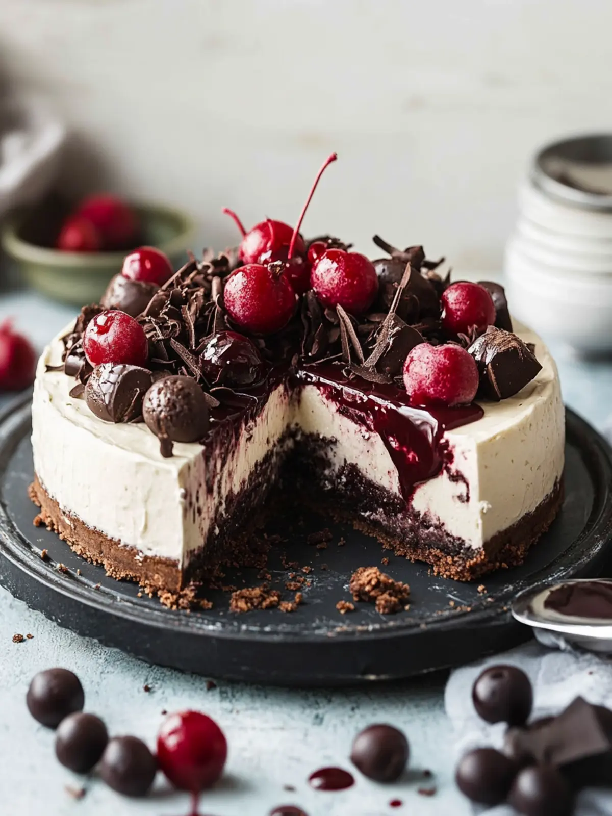 Indulge in No Bake Black Forest Cheesecake Bliss 3 Black Forest Cheesecake