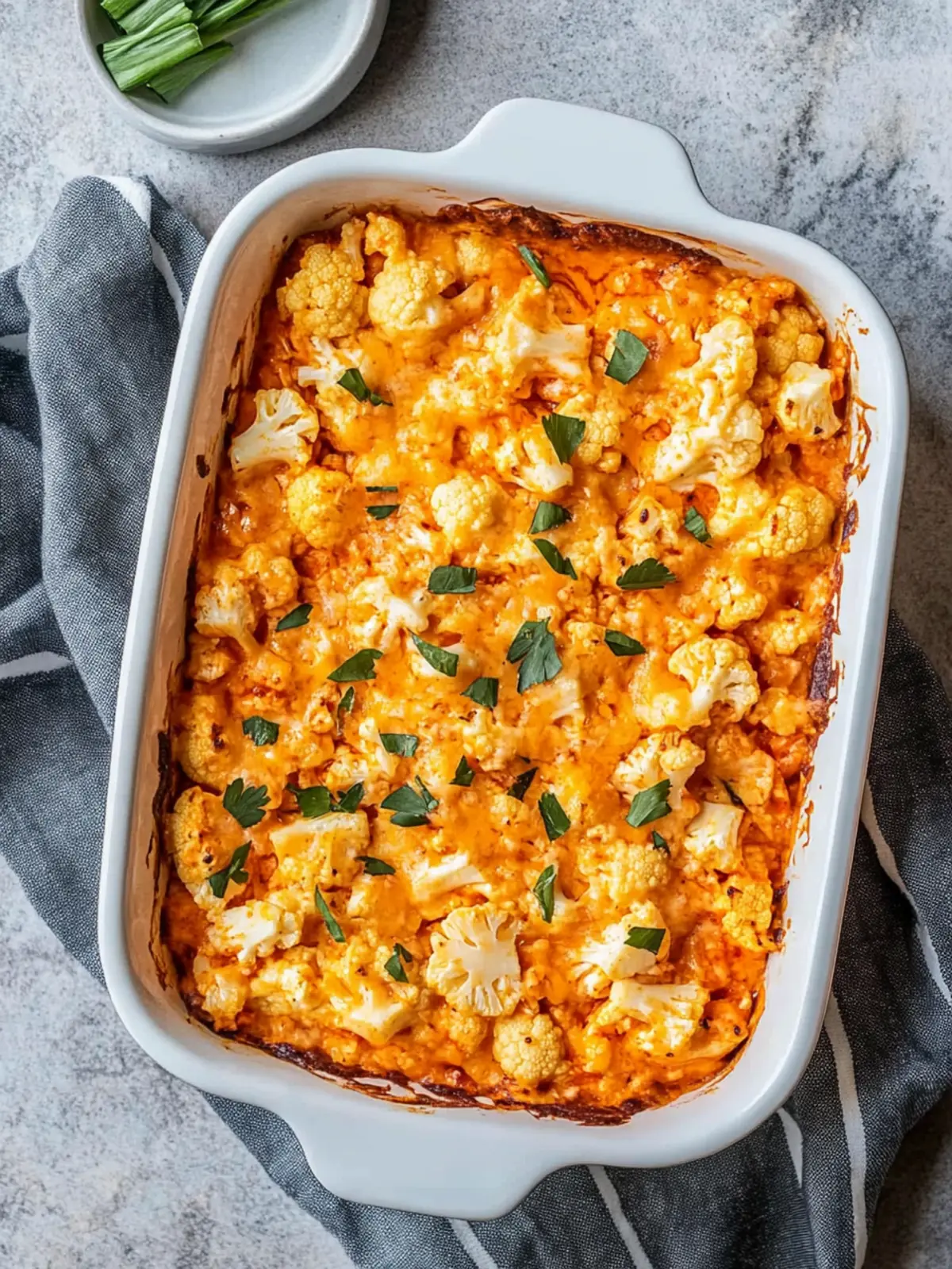 Creamy Buffalo Chicken Cauliflower Casserole