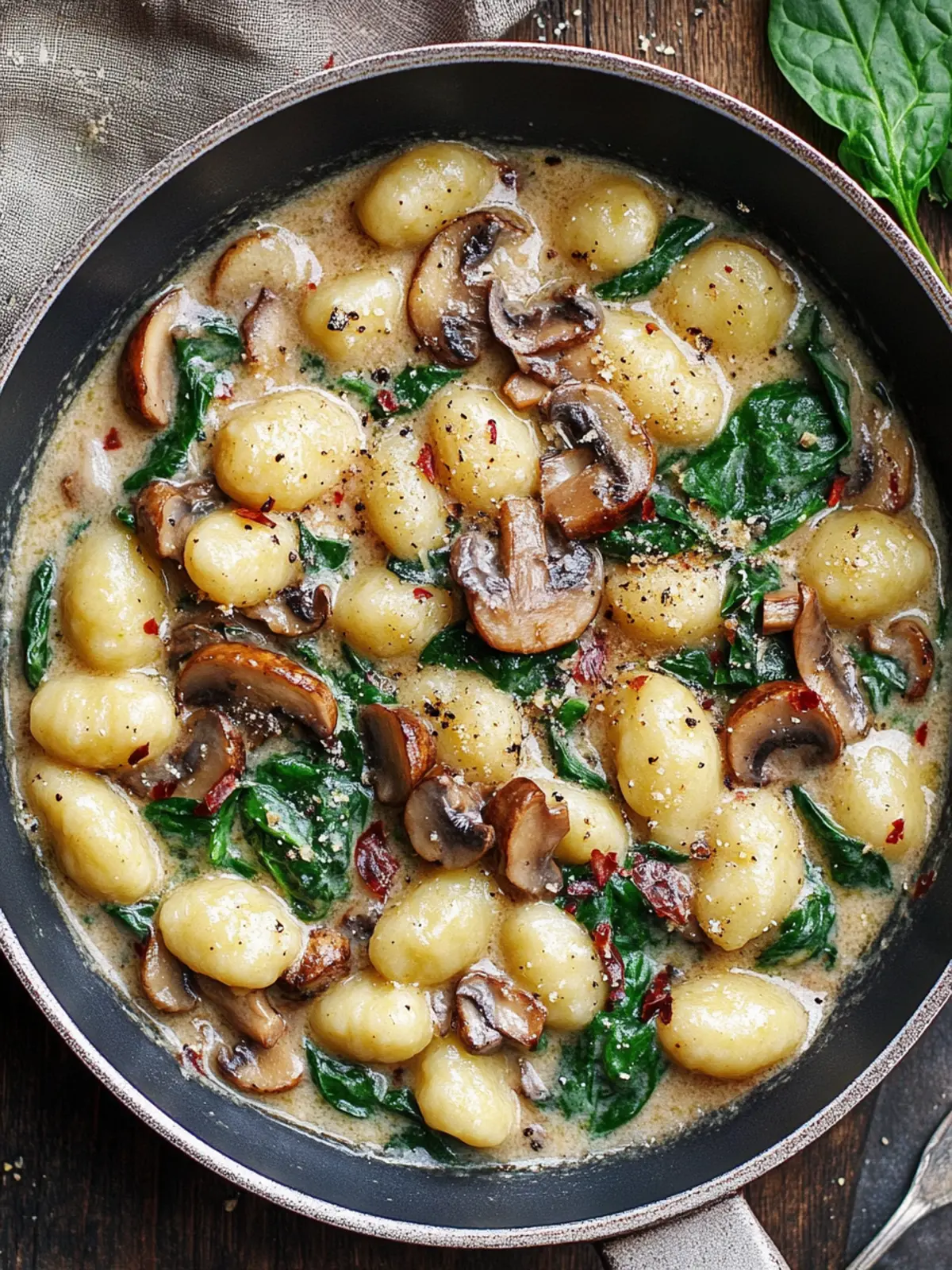 Creamy Spinach and Mushroom Gnocchi