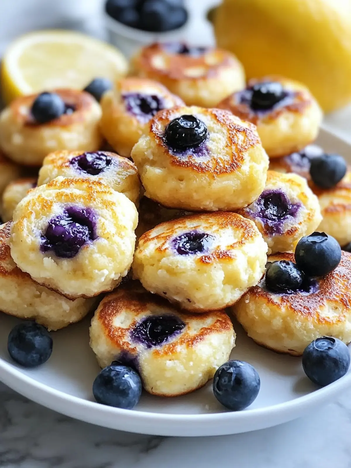Lemon Blueberry Cottage Cheese Pancake Bites
