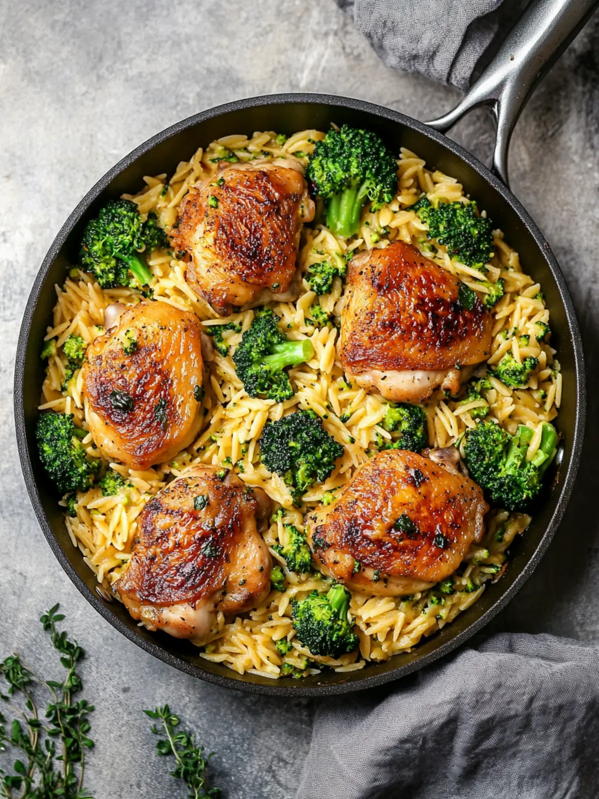 Skillet Chicken Thighs with Broccoli Cheddar Orzo Bliss 3 Skillet Chicken Thighs with Broccoli Cheddar Orzo