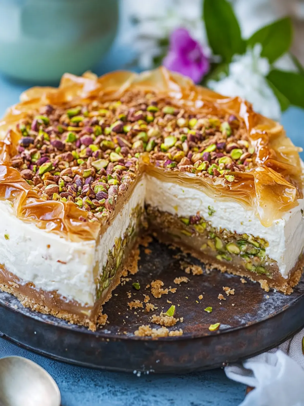 Decadent Pistachio Honey Baklava Cheesecake You’ll Love 5 Pistachio Honey Baklava Cheesecake