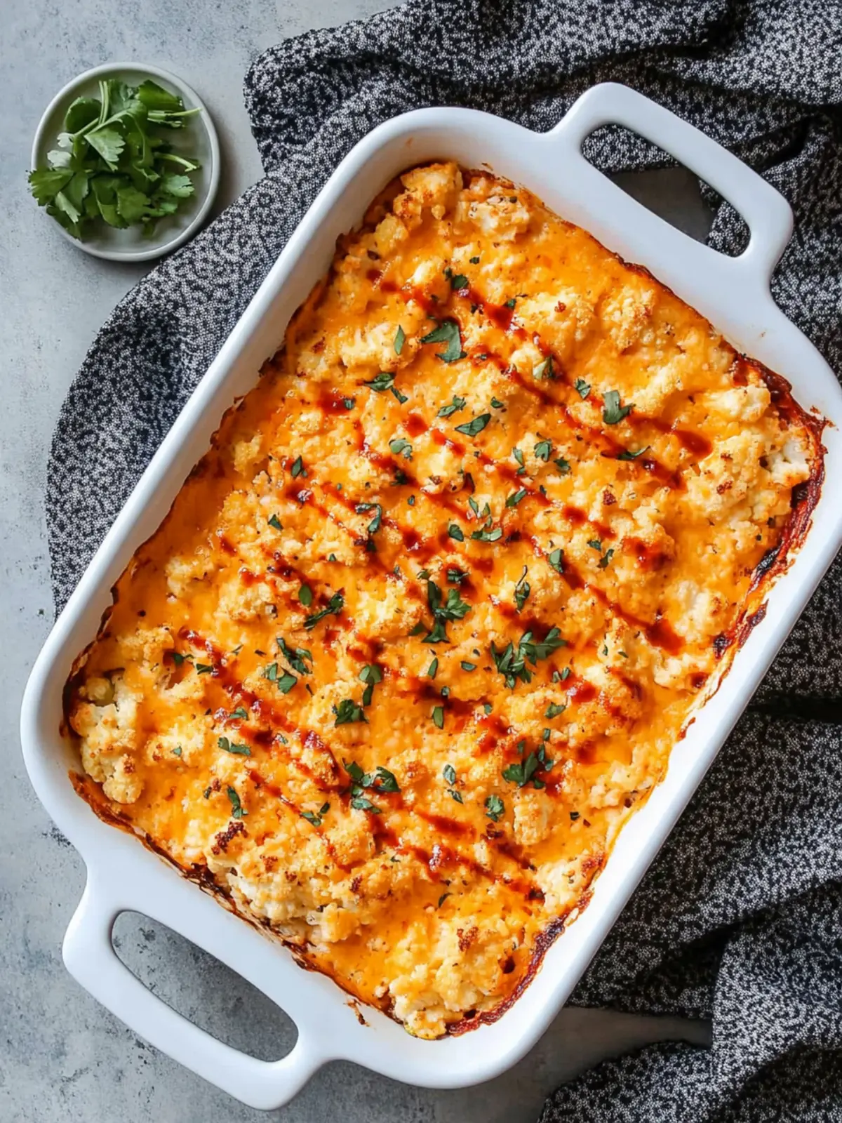 Creamy Buffalo Chicken Cauliflower Casserole