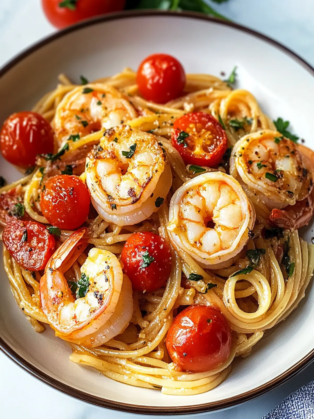 Scallop Shrimp Pasta with Burst Cherry Tomatoes
