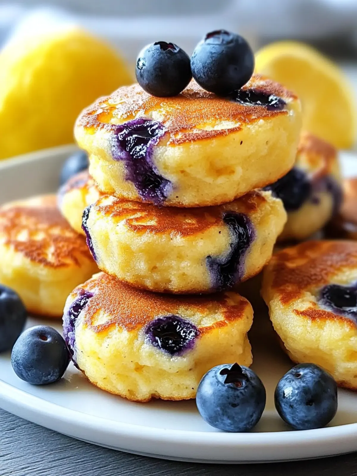 Lemon Blueberry Cottage Cheese Pancake Bites