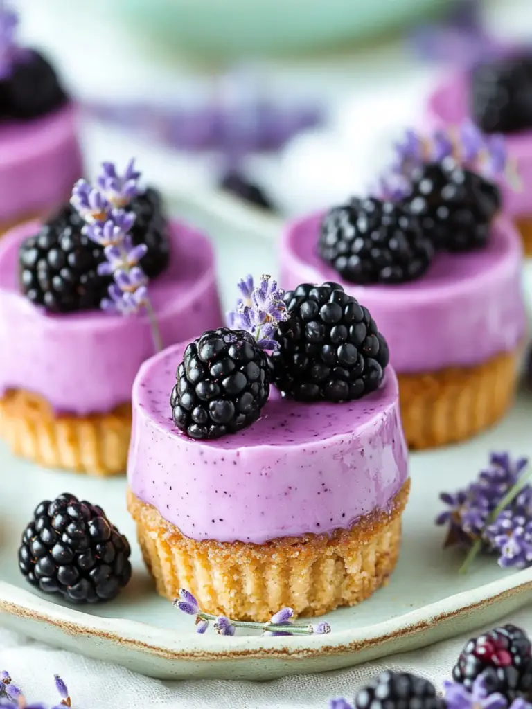Mini Blackberry Lavender Cheesecakes