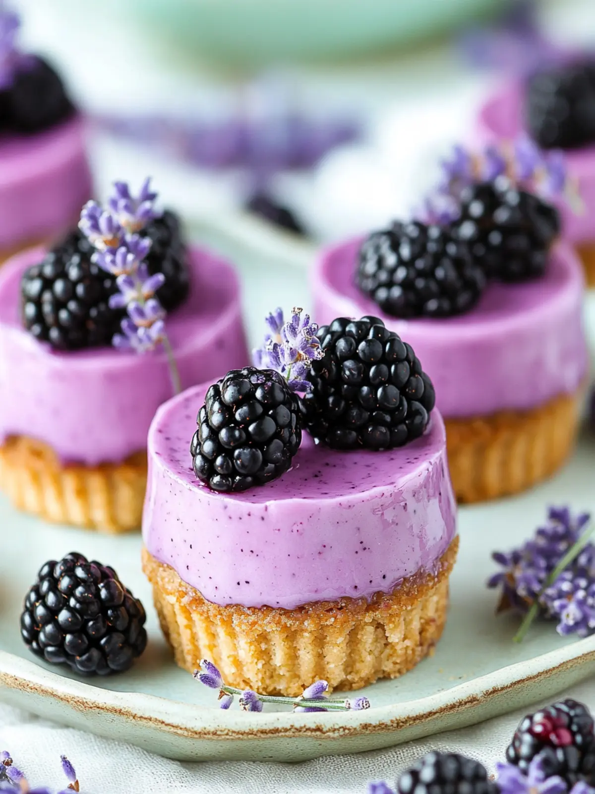 Delightful Mini Blackberry Lavender Cheesecakes to Savor 5 Mini Blackberry Lavender Cheesecakes