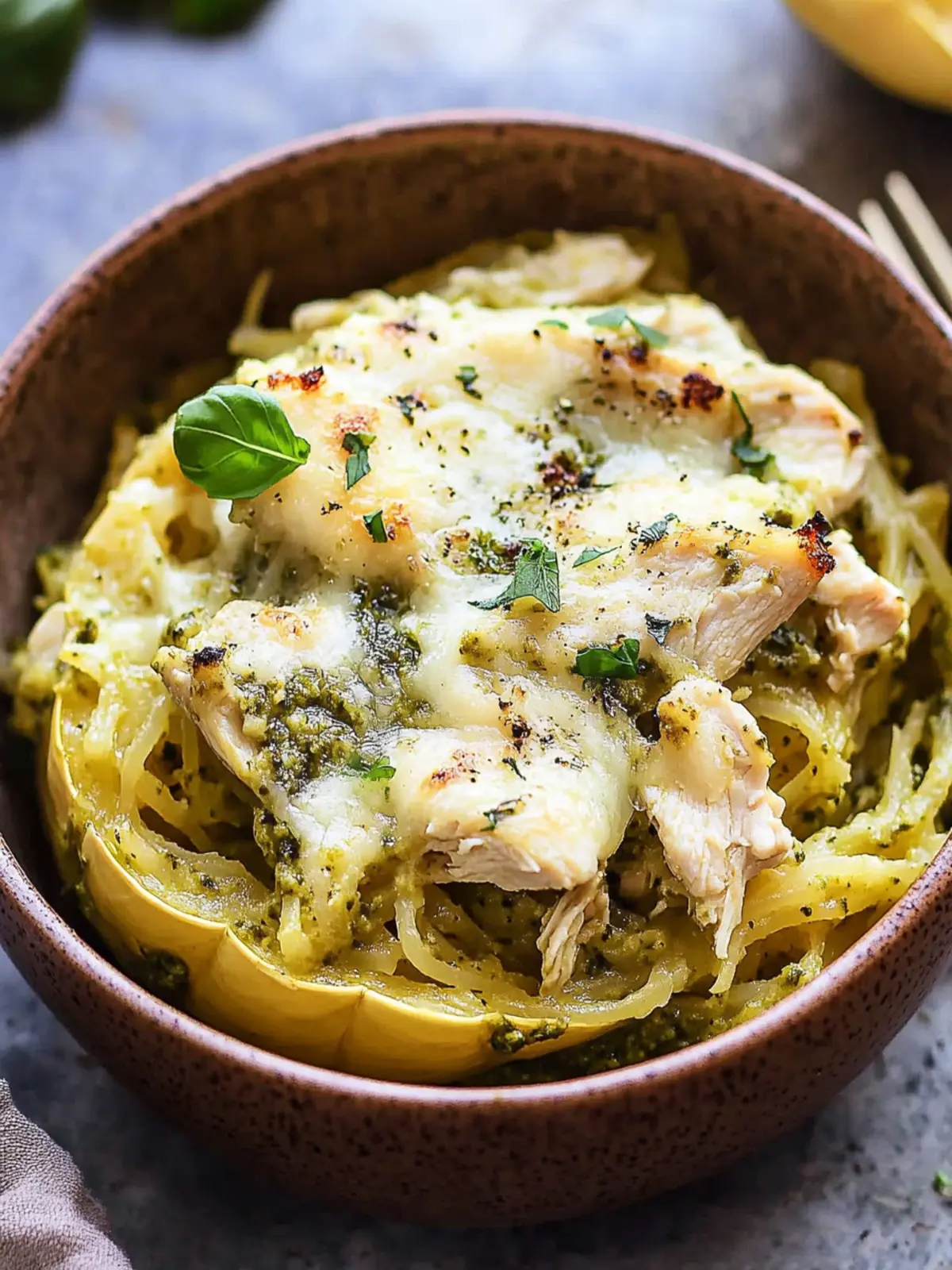Cheesy Pesto Chicken Spaghetti Squash for a Guilt-Free Delight 3 Cheesy Pesto Chicken Spaghetti Squash