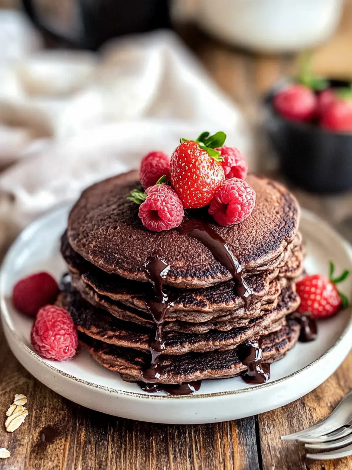 Irresistibly Fluffy Chocolate Oat Pancakes for Everyone 2 Chocolate Oat Pancakes