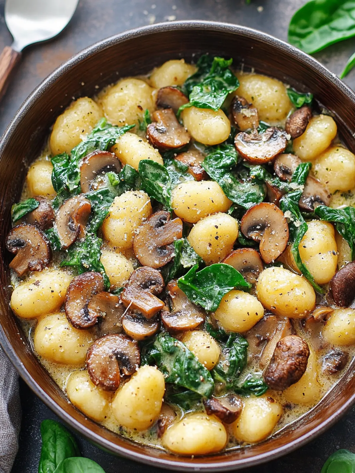 Creamy Spinach and Mushroom Gnocchi