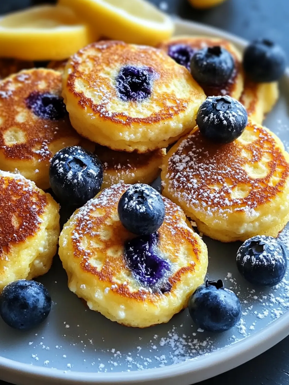 Lemon Blueberry Cottage Cheese Pancake Bites