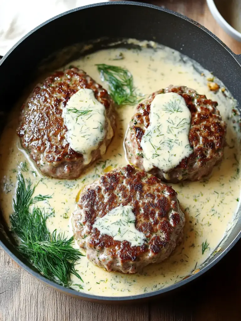 Hamburger Steaks in Creamy Dill Sauce