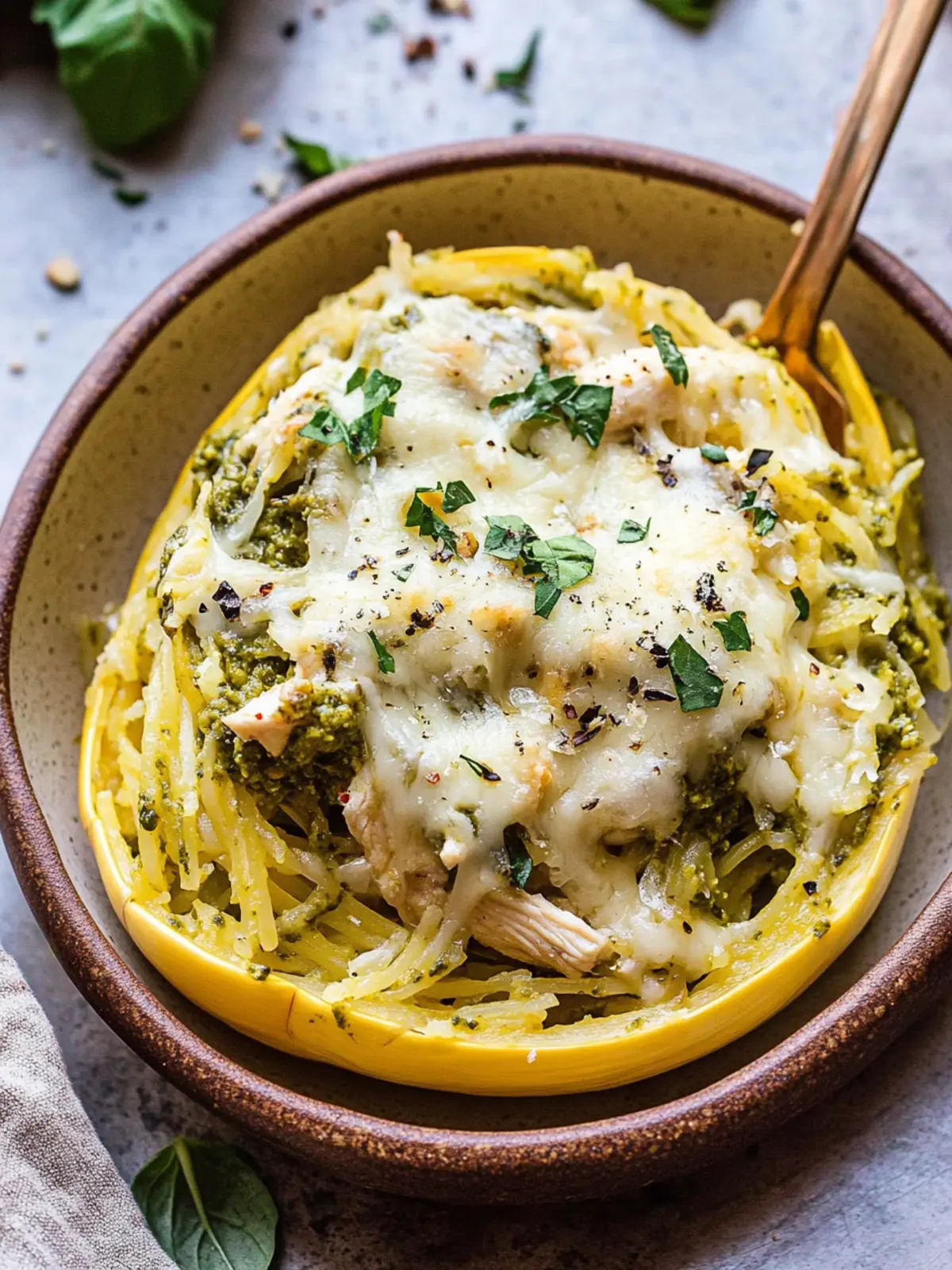 Cheesy Pesto Chicken Spaghetti Squash for a Guilt-Free Delight 2 Cheesy Pesto Chicken Spaghetti Squash