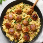One Pan Chicken Meatballs with Orzo