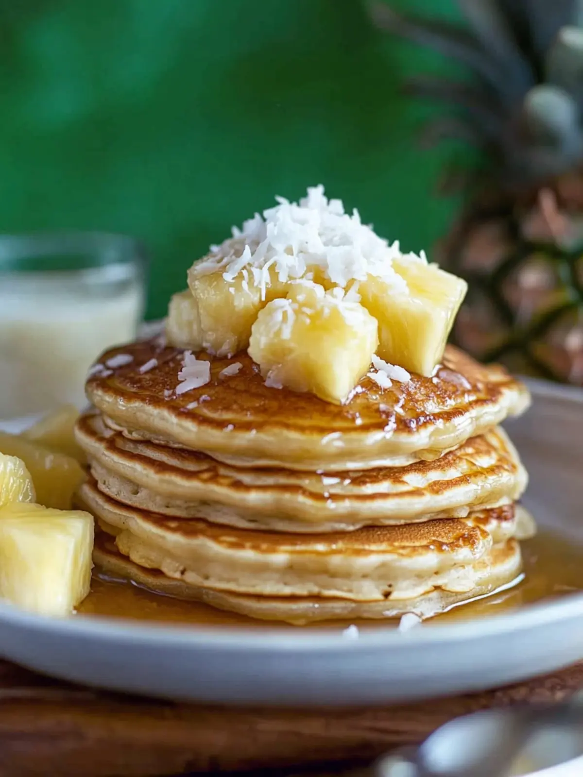 Tropical Pineapple Pancakes with Coconut Drizzle Delight 3 Pineapple Pancakes with Coconut Drizzle