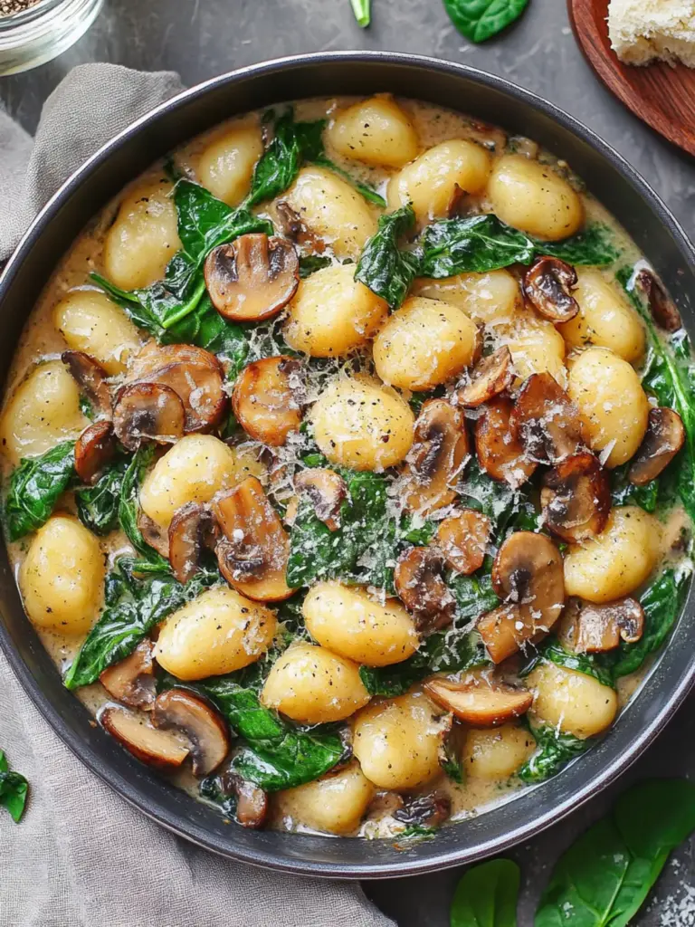 Creamy Spinach and Mushroom Gnocchi